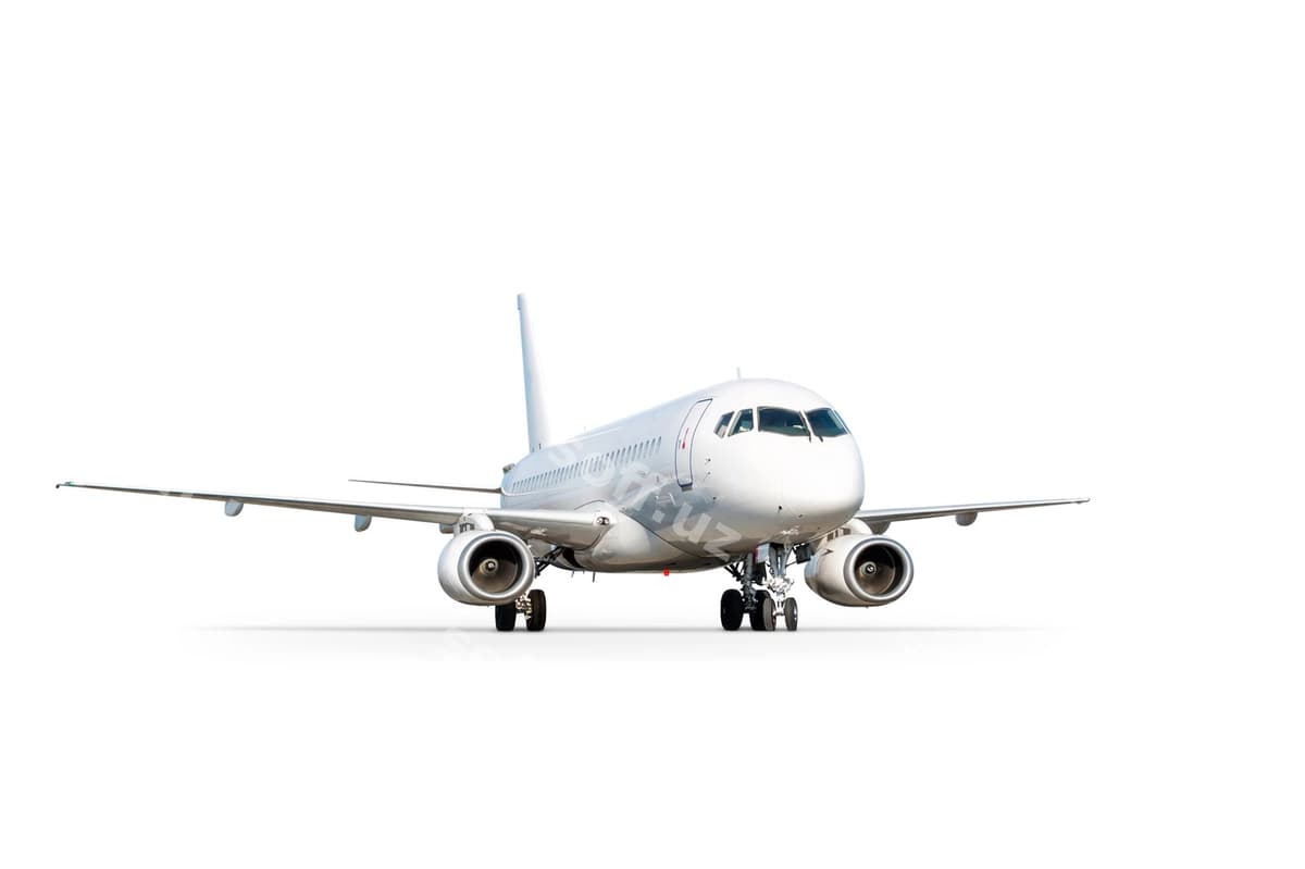 Oq yo'lovchi reaktiv samolyoti ajralgan | White passenger jet plane isolated