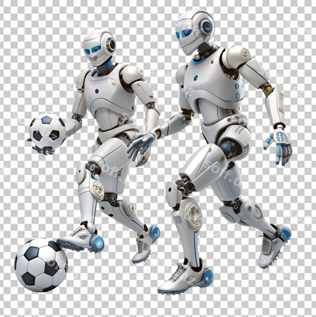 Oq robot futbol toplarini gullaydi | White robot kicks soccer ball