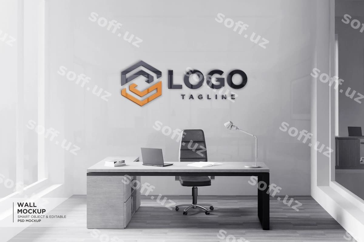Oq devor haqiqiy logotip mockup bilan | White wall with realistic logo mockup