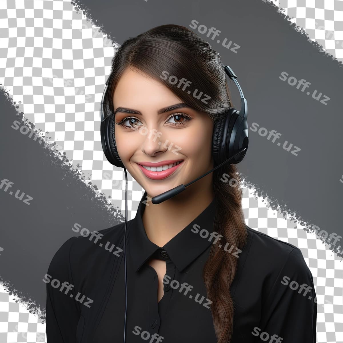 Mikrofonli sirgʻa kiygan ayol u | Woman wearing headset with microphone it