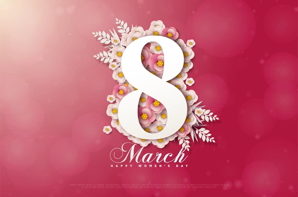 Raqamli gullar bilan 8 mart kartasi | March 8th card with numbers flowers