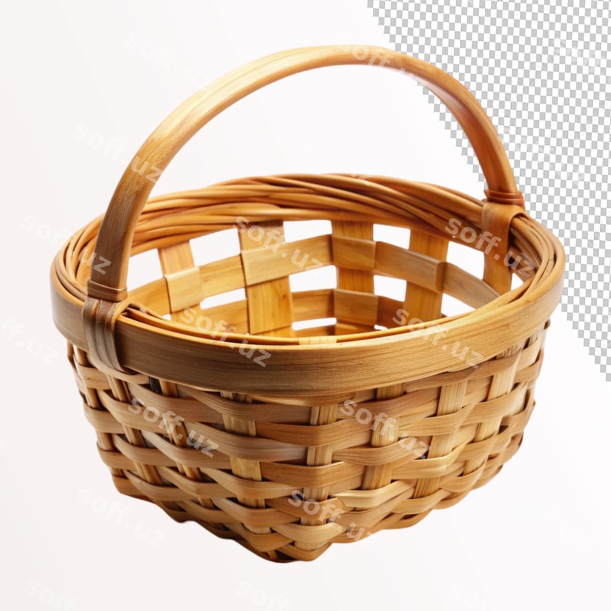 Yong'liq savat shaffof orqa fonda | Wooden basket transparent background