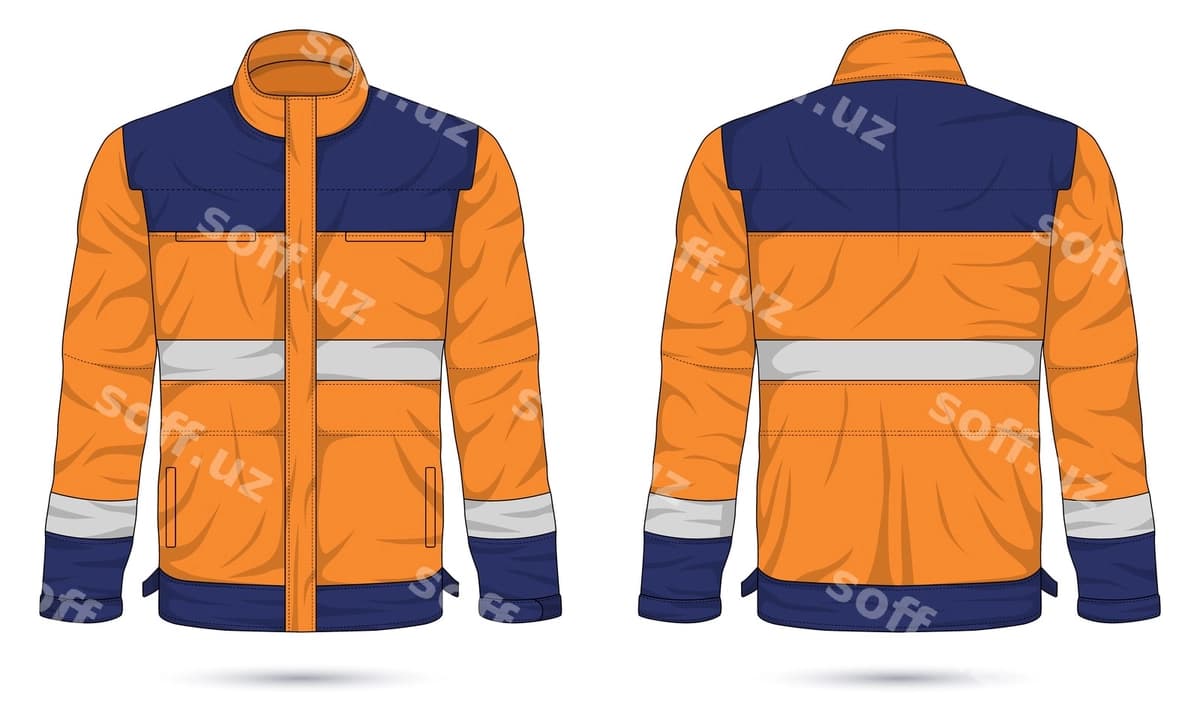 Ish kiyimi shabloni old front va orqa ko'rinish | Workwear template front back view