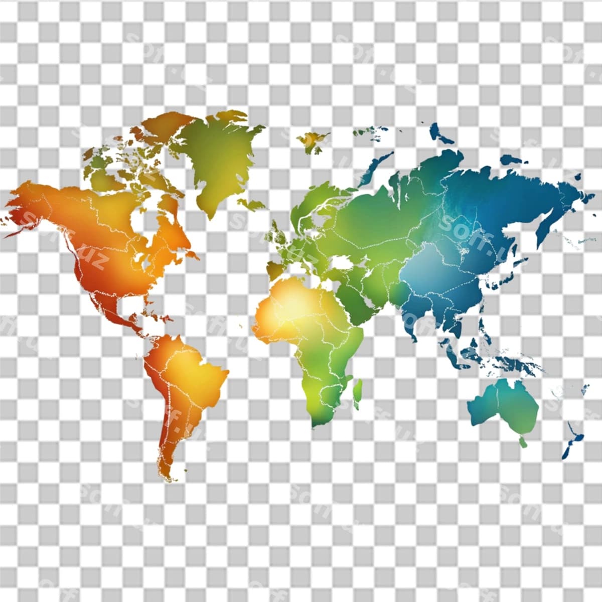 Dunyo xaritasi shaffof fonda ajraltirilgan | World map isolated transparent background