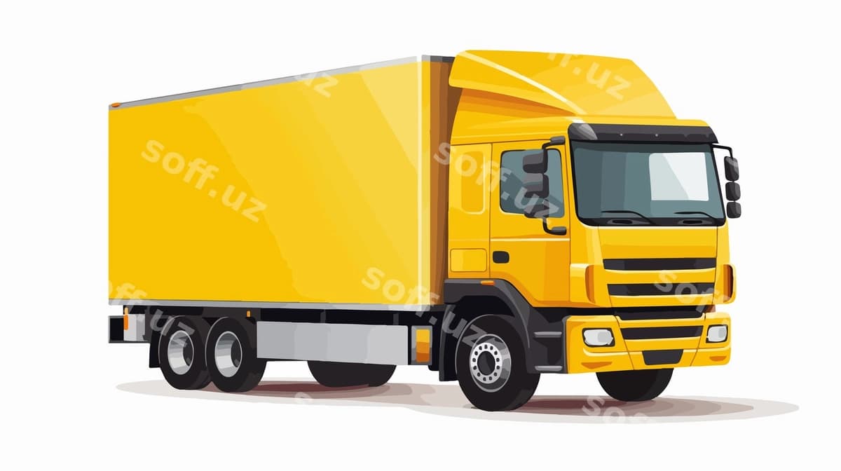 So'z sariq tomoni bilan sariq yuk mashinasi | Yellow truck with word yellow side