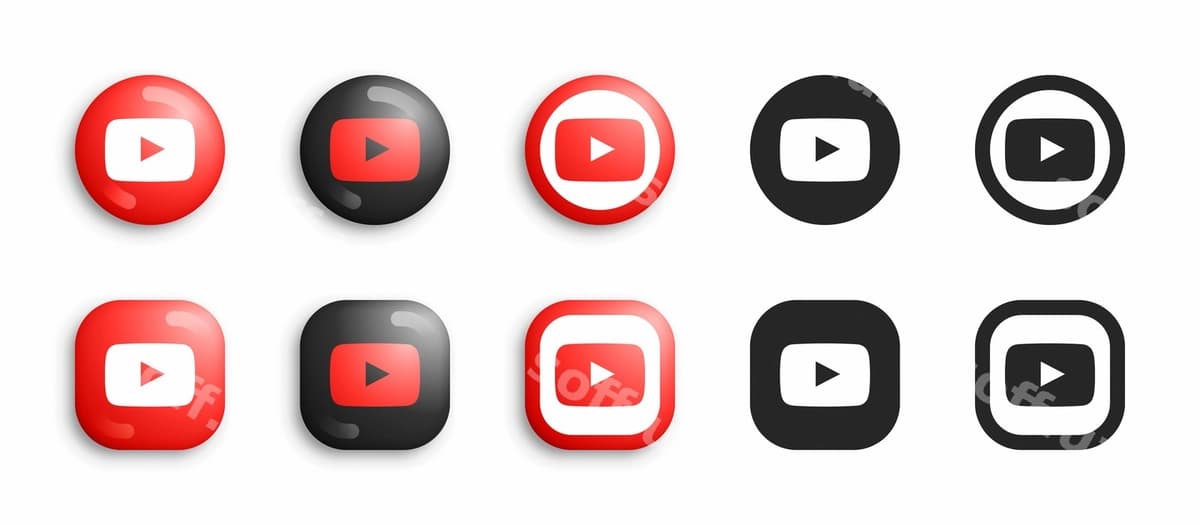 Youtube zamonaviy 3D tekis piktogrammalar to'plami | Youtube modern 3d flat icons set