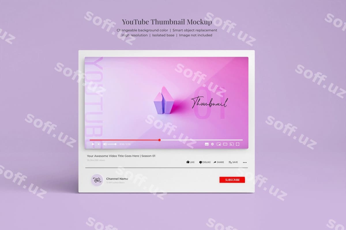 Youtube miniaturi 3D mockup | Youtube thumbnail 3d mockup