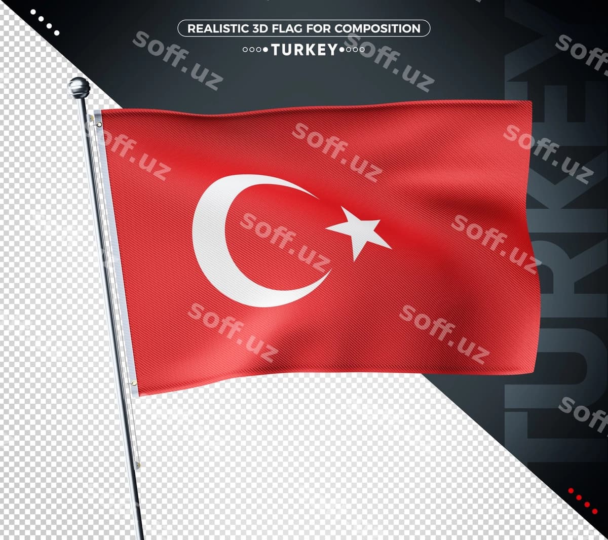 Yturke 3d teksturli bayroq kompositsiyasi | Yturke 3d textured flag composition