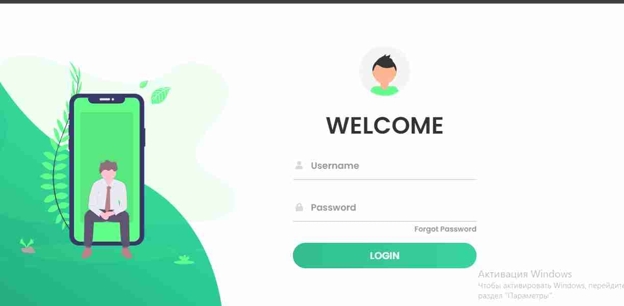Kirish qismi uchun Login formasi shabloni.