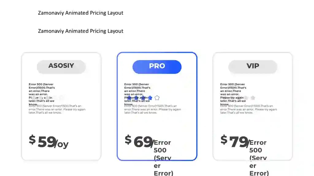 Zamonaviy Animated Pricing Layout Taqdimoti (10 Slayd)