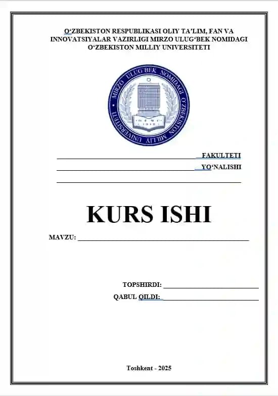 Kurs ishi yoki mustaqil ish usti tayyor