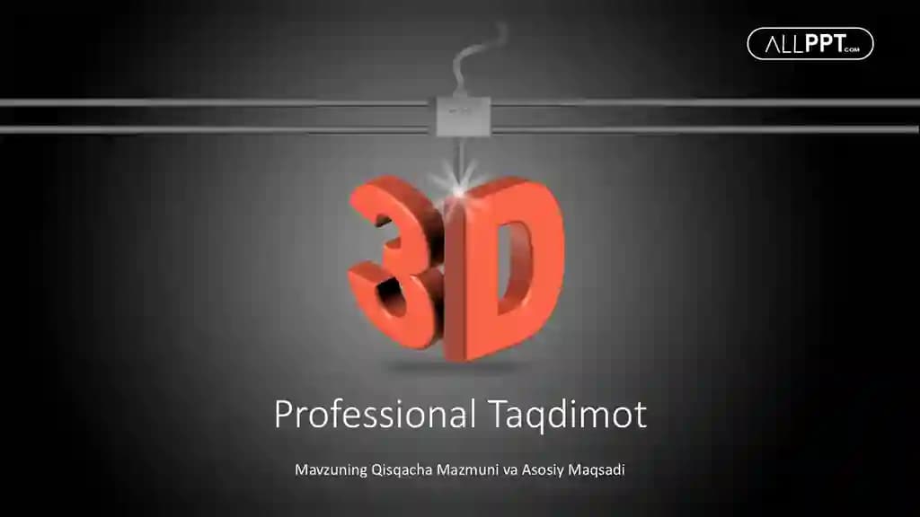 3D Bosma Texnologiyalari va Sanoat Innovatsiyalari Taqdimoti (48 Slayd)