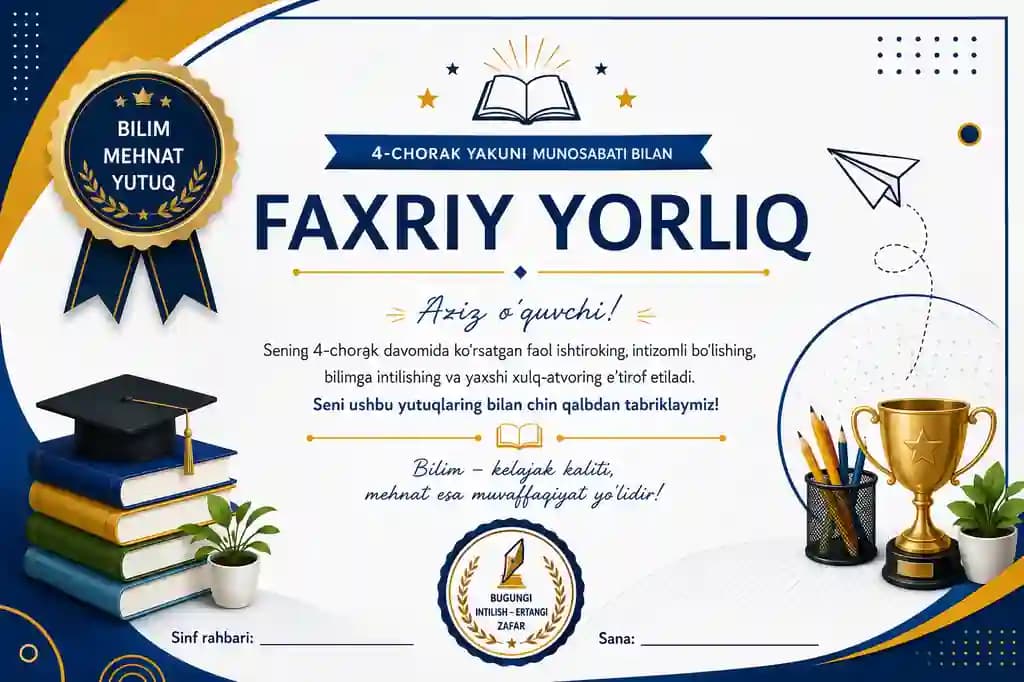 4-chorak uchun Eksklyuziv Faxriy Yorliq Dizayni
