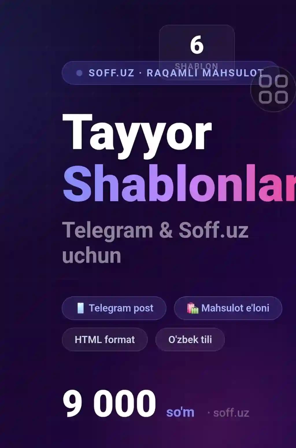 Telegram Post Shablonlari (Motivatsion + Mahsulot E'loni)