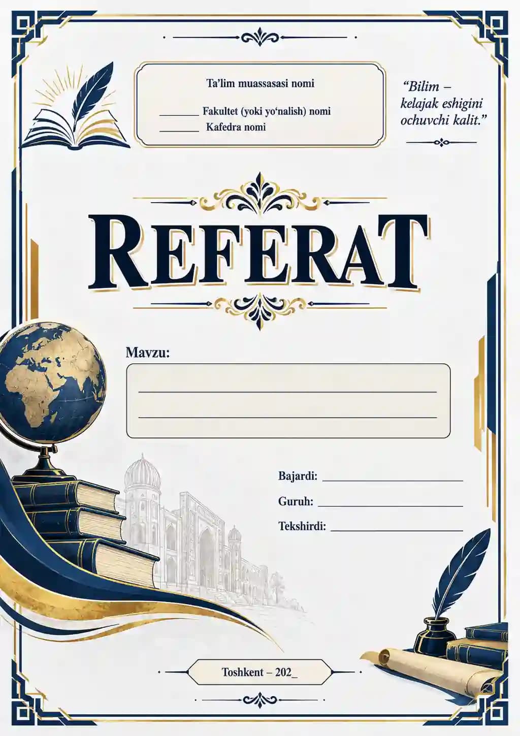 referat uchun yuz