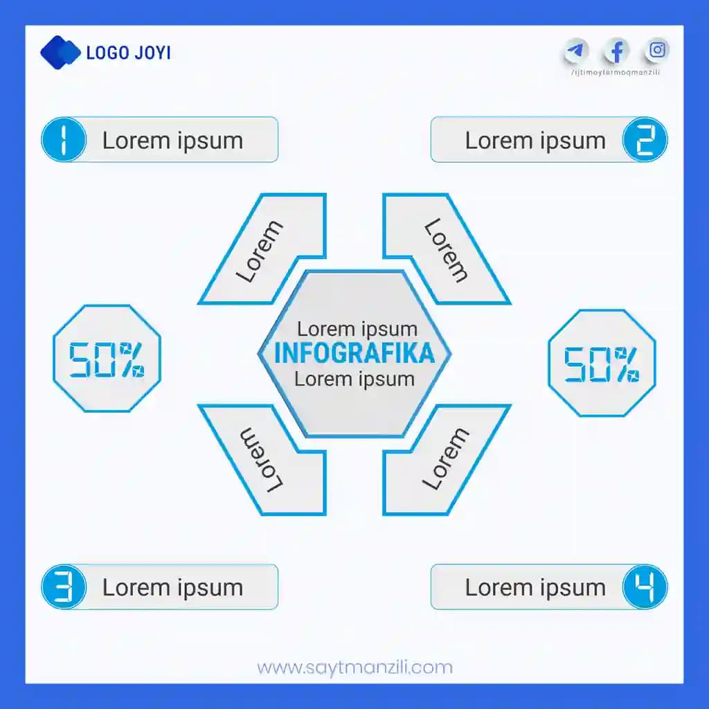 Minimalistik biznes infografika - 4 bo‘limli zamonaviy infografika