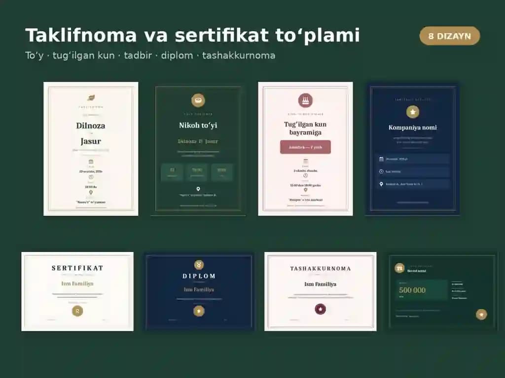 Taklifnoma va Sertifikat