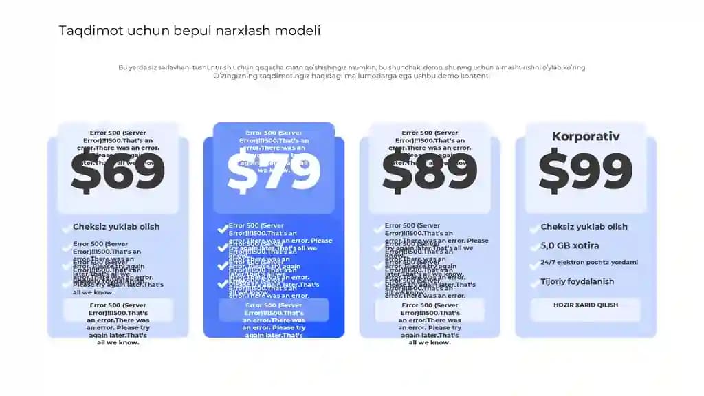 Taqdimot uchun bepul narxlash modeli Taqdimoti (11 Slayd)