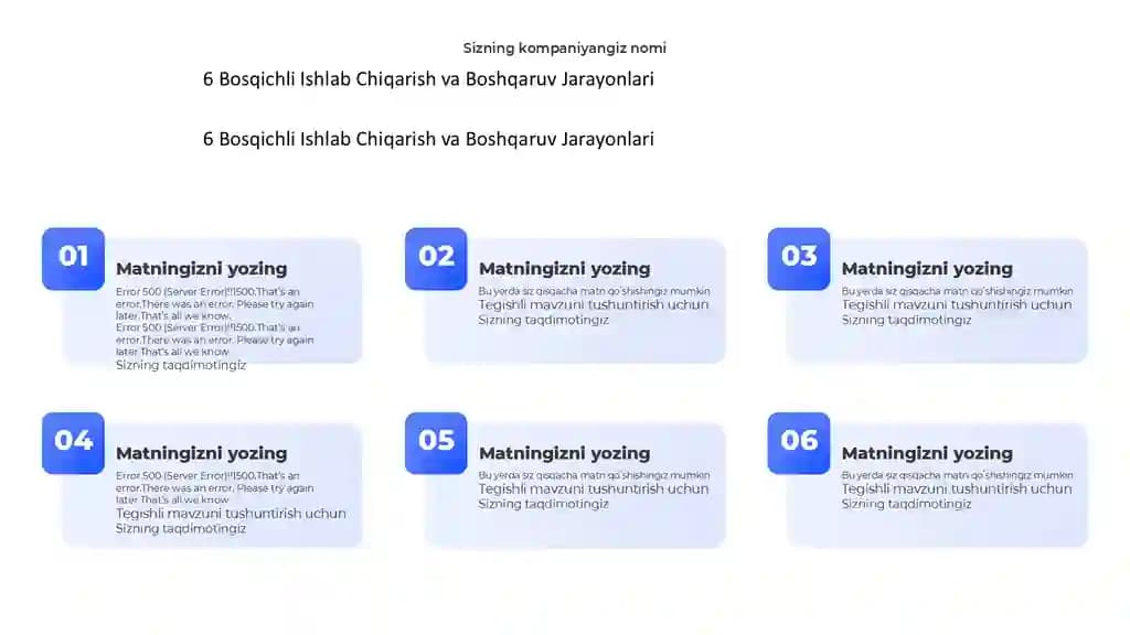 6 Bosqichli Ishlab Chiqarish va Boshqaruv Jarayonlari Taqdimoti (10 Slayd)