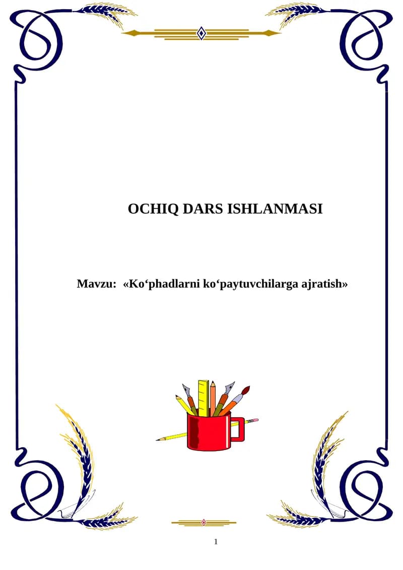 7-sinf Matematika Ochiq dars