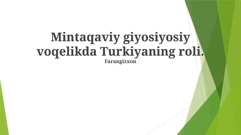Kelajak istiqbollari, Turkiyaning strategik joylashuvi va iqtisodiy kuchini mintaqaviy kuchga aylanish uchun ishlatmoqchi