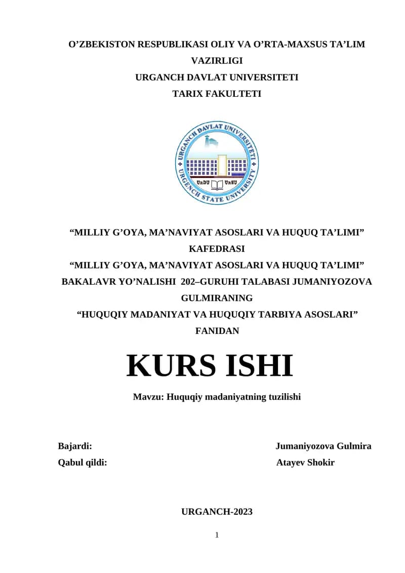Huquqiy madaniyatning tuzilishi