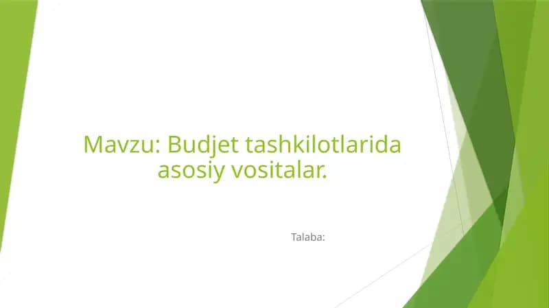 Budjet tashkilotlarida asosiy vositalar