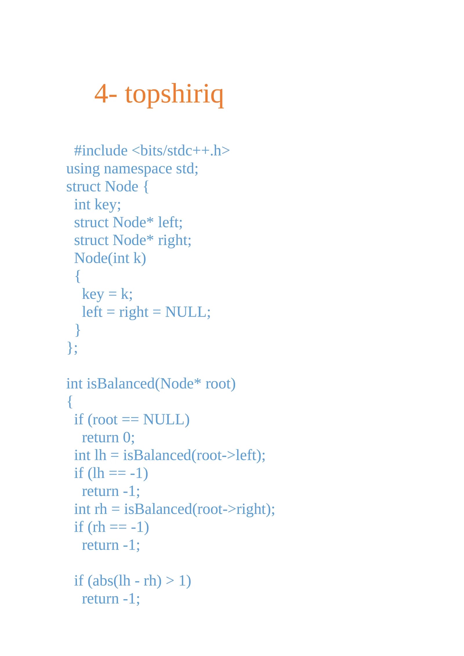 A program to check if a binary tree is balanced or not