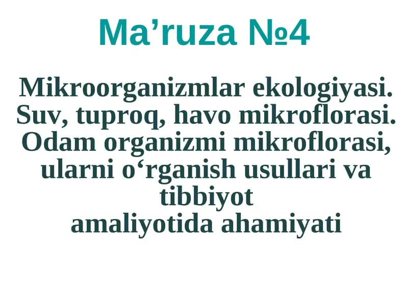 Mikroorganizmlar ekologiyasi