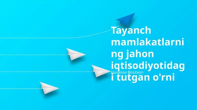 Tayanch mamlakatlarning jahon iqtisodiyotidagi tutgan o'rni haqida Husanov Bositxonning kitobi
