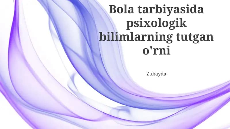 Bola rivojini tushunish, bola psixologiyasini tushunish ota-onalarga sog'lom rivojlanishni rag'batlantiradigan parvarishli muhit yaratishga yordam beradi