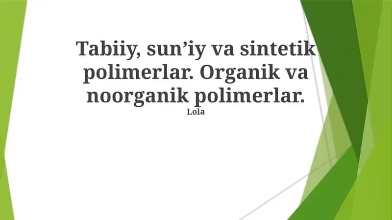 Information about organic and inorganic polymers, synthetic polymers, and natural polymers