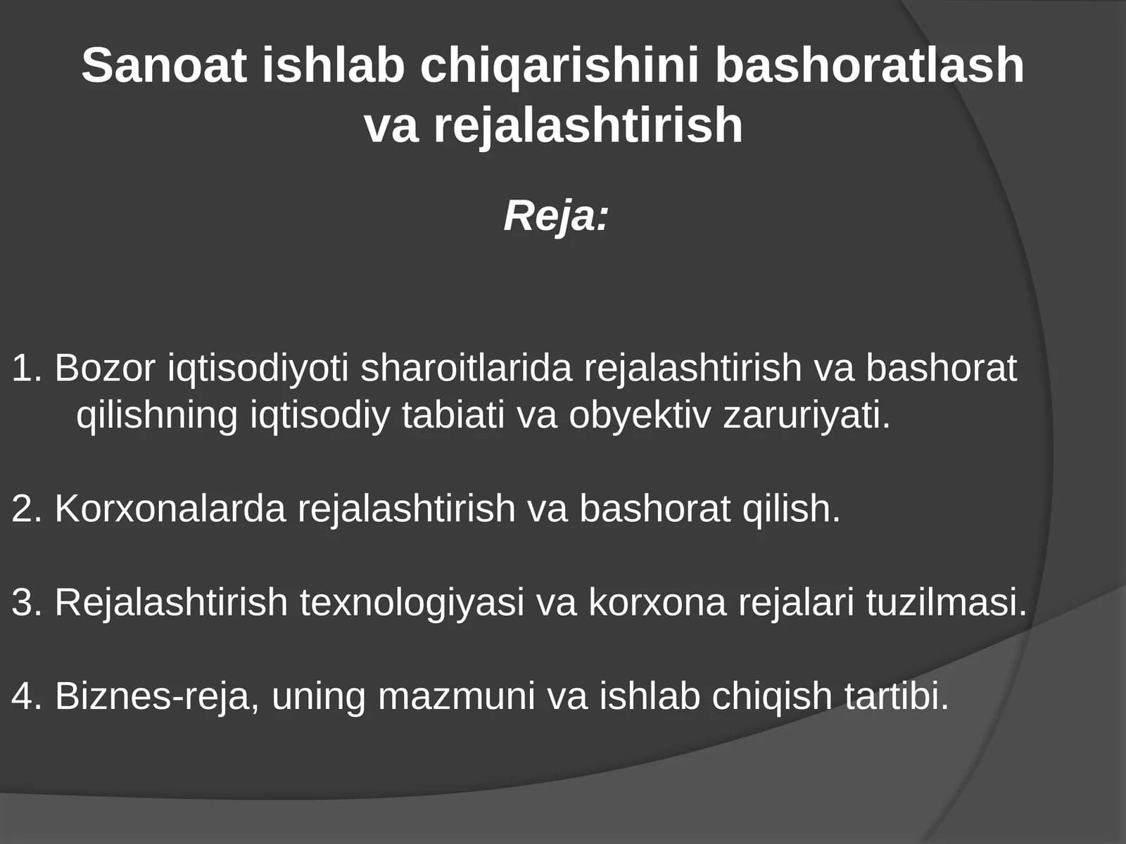 Sanoat ishlab chiqarishini bashoratlash va rejalashtirish