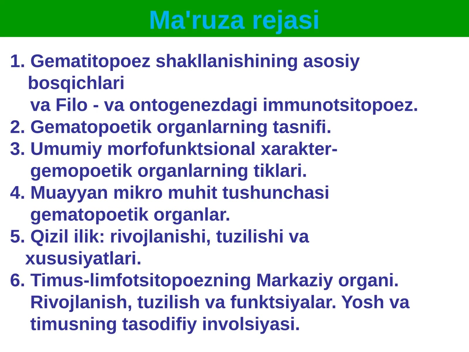 Gematopoetik organlarning ovulyatsiyasi