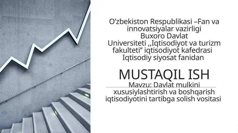 Davlat mulkini xususiylashtirish va boshqarish