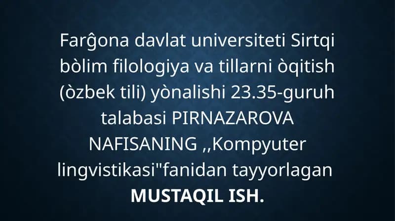 Web-sahifalardan foydalanib, korpus taksonomiyasini yaratish