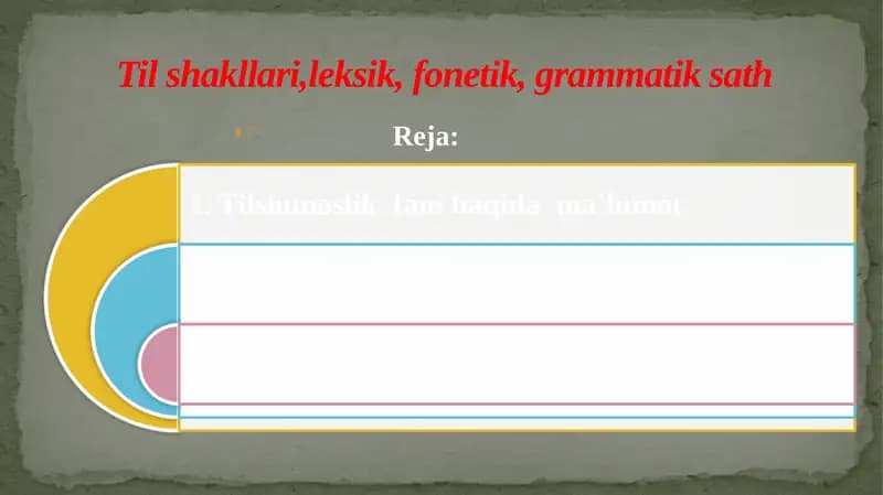 Til shakllari,leksik, fonetik, grammatik sath