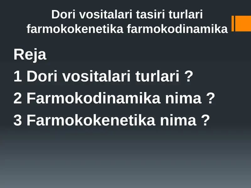 Dori vositalari tasiri turlari
