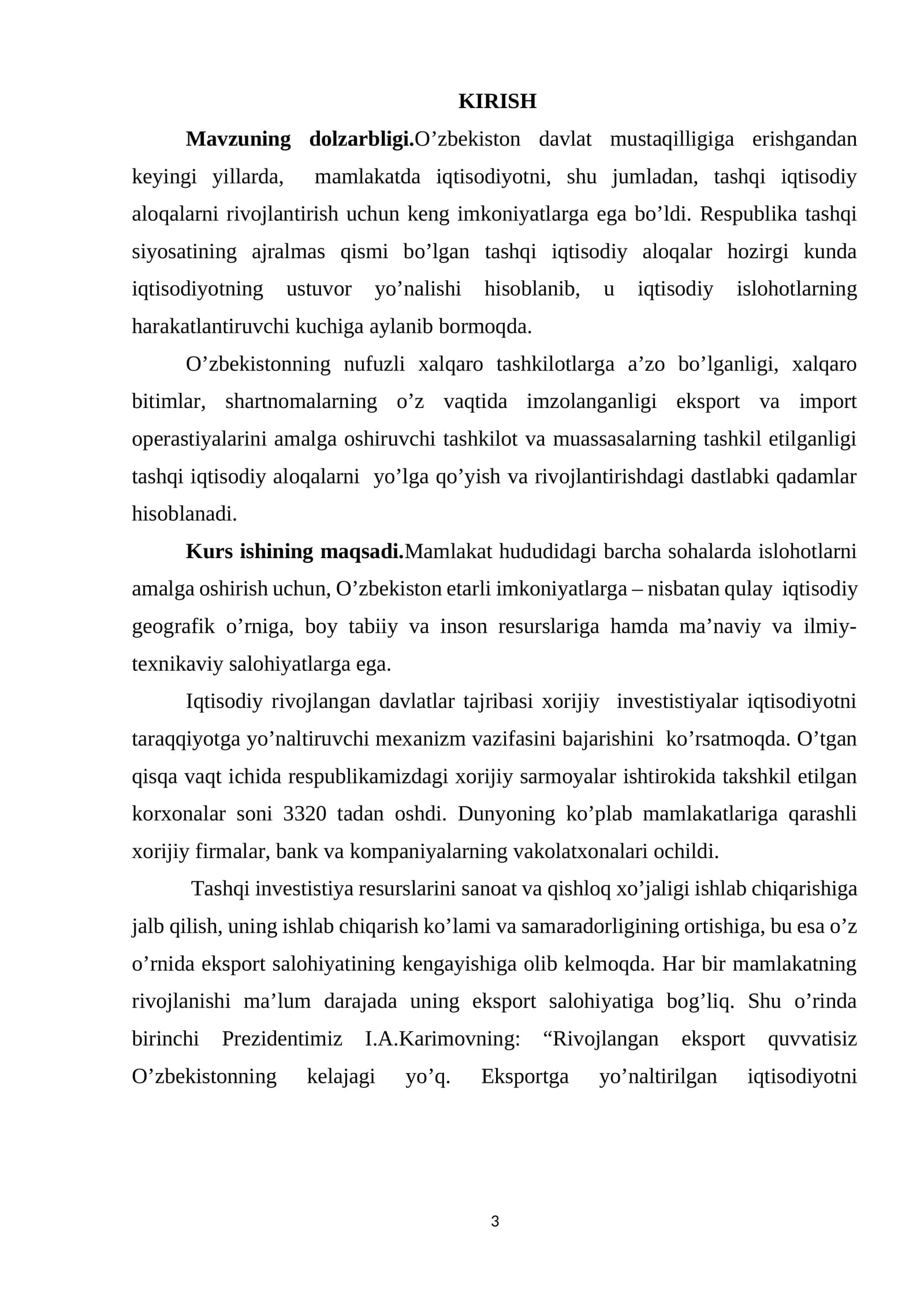 JAHON MAMLAKATLARI BILAN O’ZBEKISTON

RESPUBLIKASI TASHQI IQTISODIY ALOQALARINING SHAKILLANISHi