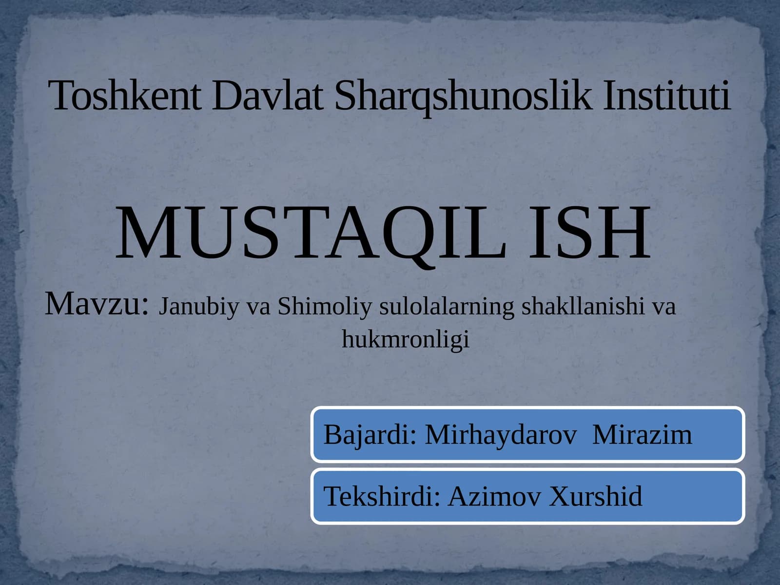 Xitoyda Shimoliy va Janubiy sulolalarning shakllanishi va rivojlanishi tarixi