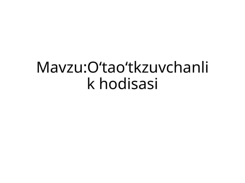O‘ta o‘tkazuvchanlik hodisasi