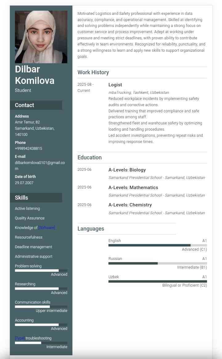 Sotuvchi Dilbar Komilova