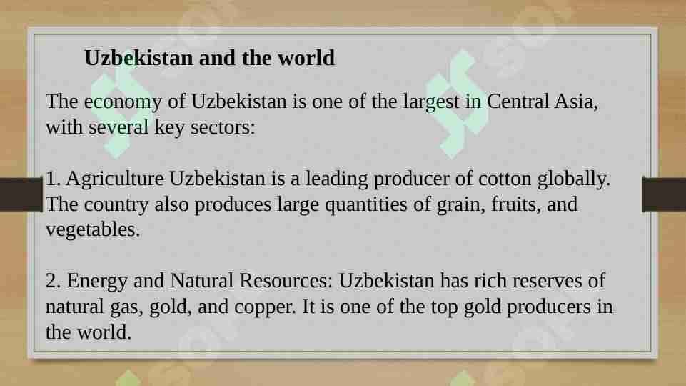 Uzbekistan and the world