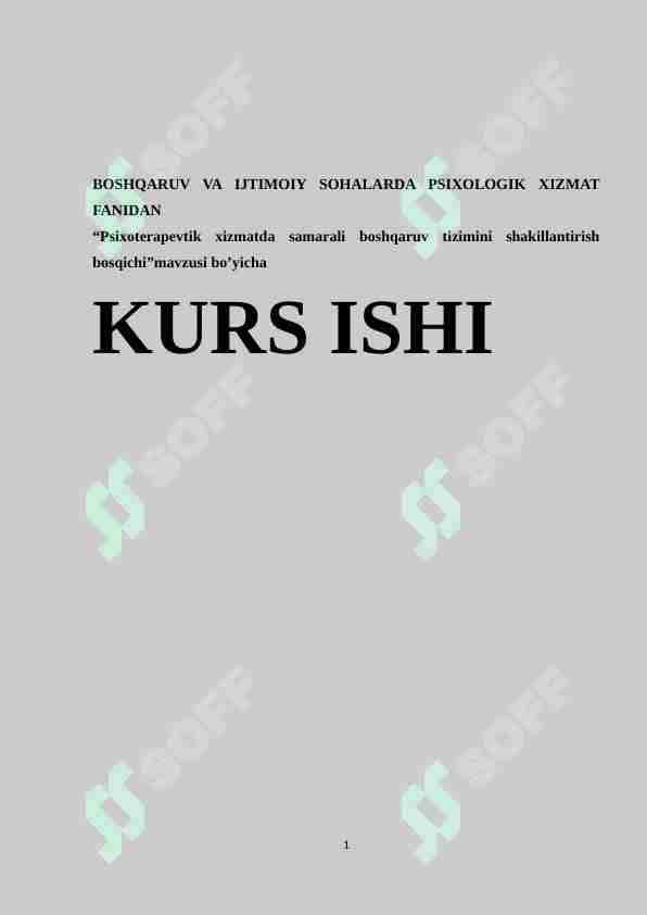 Psixoterapevtik xizmatda samarali boshqaruv tizimini shakllantirish bosqichi