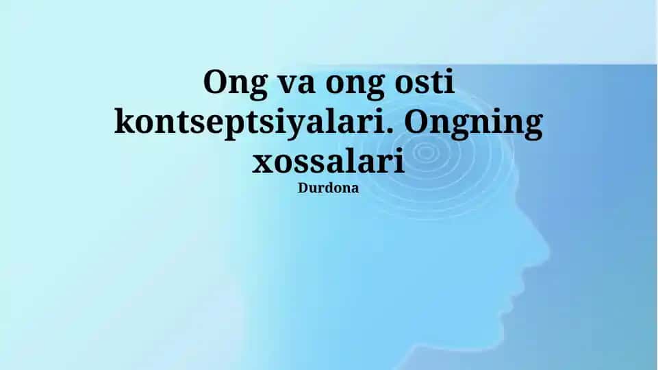 Ong va ong osti kontseptsiyalari
