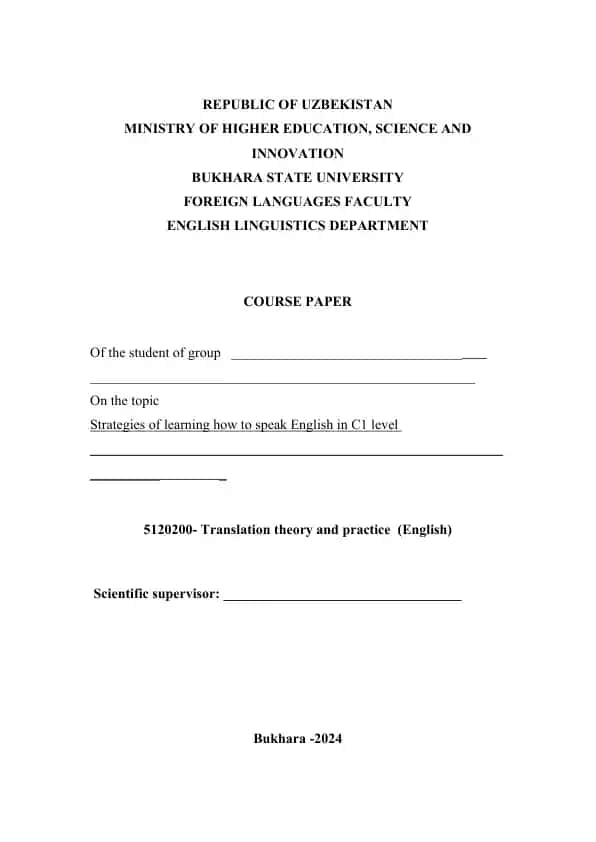 Strategies of learning how to speak English in C1 level