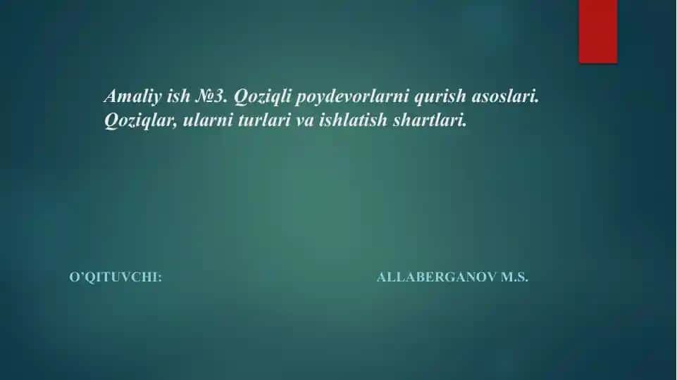 Qoziqli poydevorlarni qurish asoslari