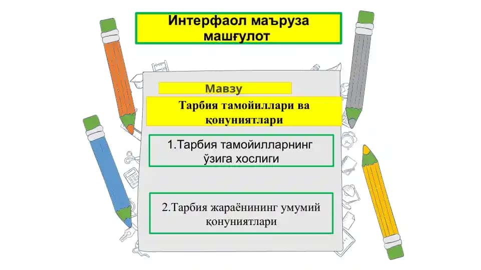 Интерфаолмаърузамашғулот Тарбиятамойилларивақонуниятлари