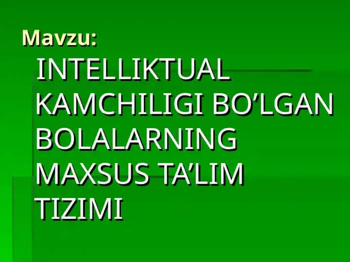 Intelliktual kamchiligi bo’lgan bolalarning maxsus ta’lim tizimi