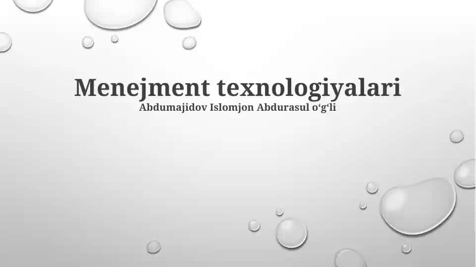 Menejment texnologiyalari